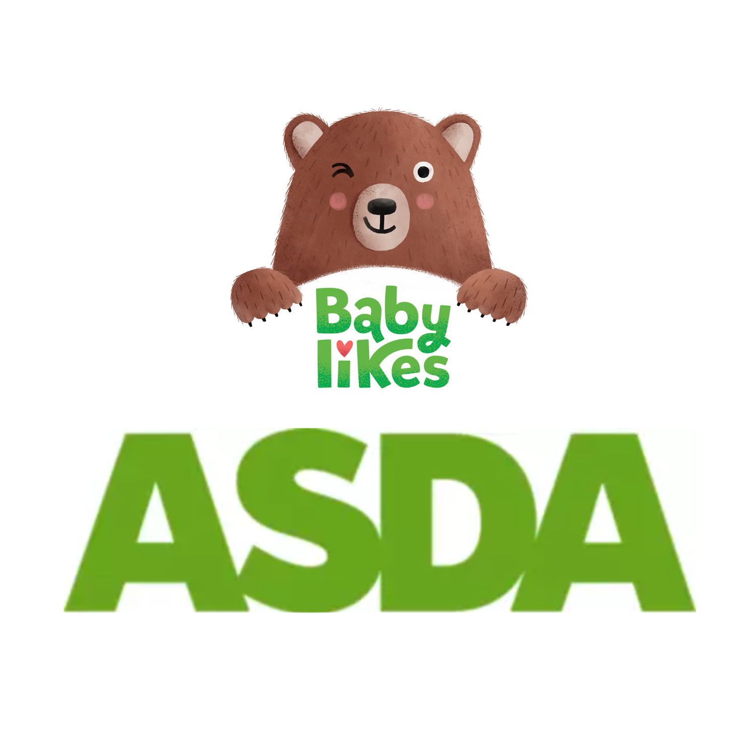 Baby Likes logo and ASDA logo shown together to show that ASDA is now selling Baby Likes