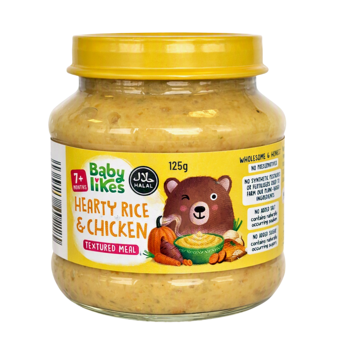 Baby Likes Hearty Rice & Chicken Baby Food Jars, 125g (Pack of 6) – Halal, 7+ Months