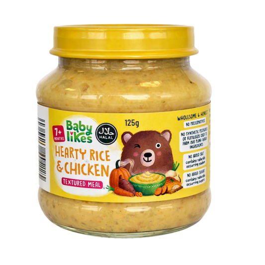 Baby Likes Hearty Rice & Chicken Baby Food Jars, 125g (Pack of 6) – Halal, 7+ Months