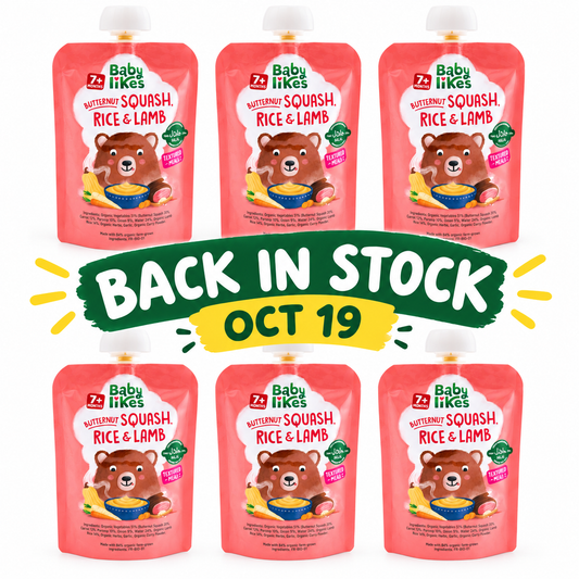 Halal Baby Food Pouches Made with Organic Ingredients – Butternut Squash, Rice and Lamb Stew (Stage 2 Weaning, 7+ Months) | 6 x 130g | No Added Sugar, No Preservatives, No Added Salt