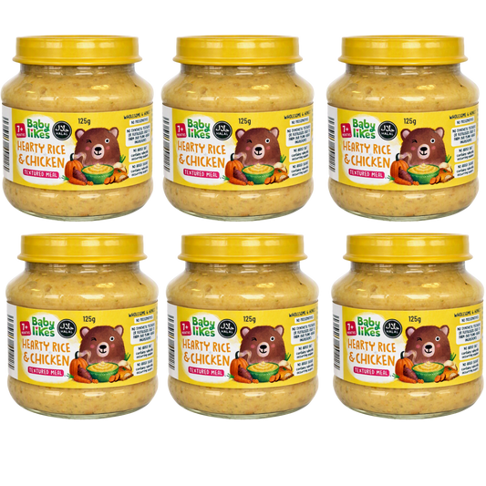 Baby Likes Hearty Rice & Chicken Baby Food Jars, 125g (Pack of 6) – Halal, 7+ Months