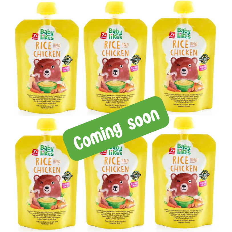 Halal Organic Baby Food Pouches – Rice and Chicken (Stage 2, 7+ Months) | 6 x 130g | No Added Sugar, No Preservatives, Natural Weaning Puree