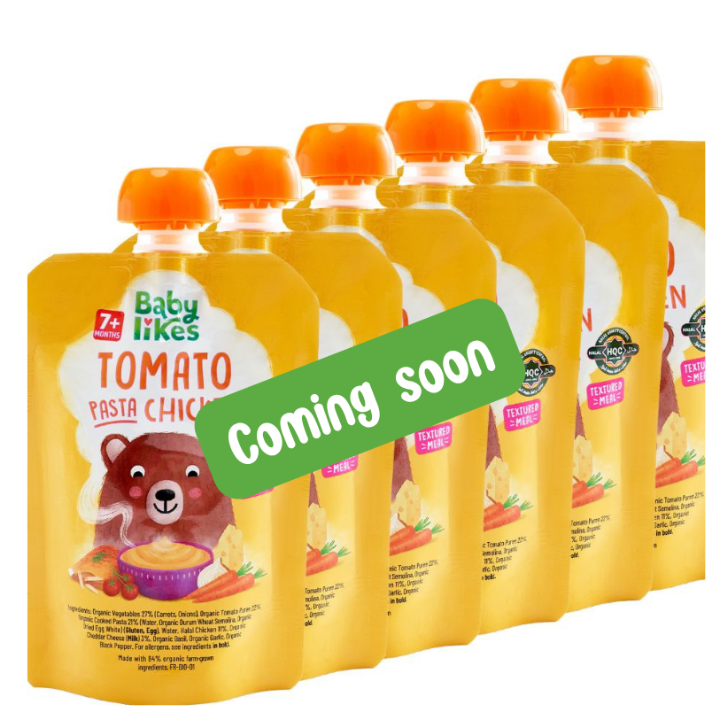Halal Organic Baby Food Pouches – Tomato Pasta Chicken (Stage 2, 7+ Months) | 6 x 130g | No Added Sugar, No Preservatives, Natural Weaning Puree